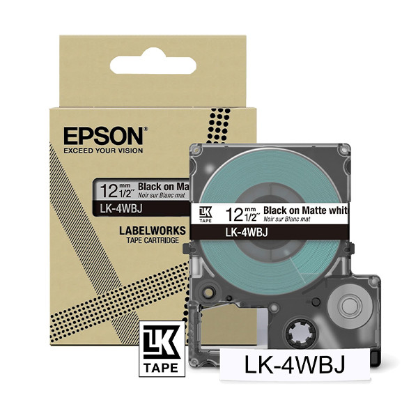 Epson LK-4WBJ | svart text - vit tejp | 12mm (original) C53S672062 084384 - 1
