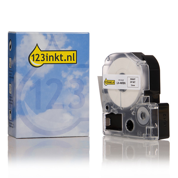 Epson LK-4WBN | svart text - vit tejp | 12mm (varumärket 123ink) C53S654021C 083199 - 1