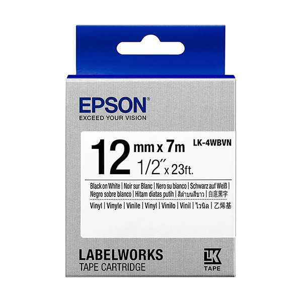 Epson LK-4WBVN | svart text - vit tejp | 12mm (original) C53S654041 084346 - 1