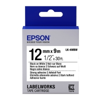 Epson LK-4WBW | svart text - vit tejp | 12mm (original) C53S654016 083192