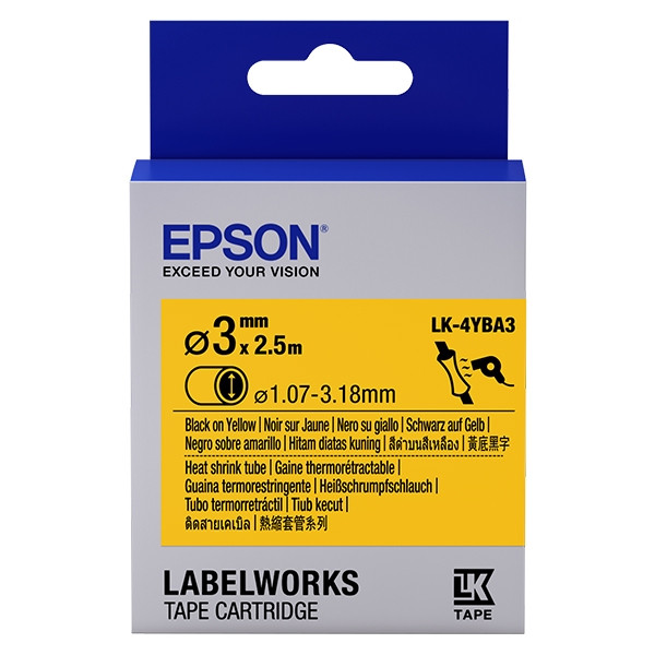 Epson LK-4YBA3 | svart text - gul tejp | 3mm (original) C53S654905 083288 - 1