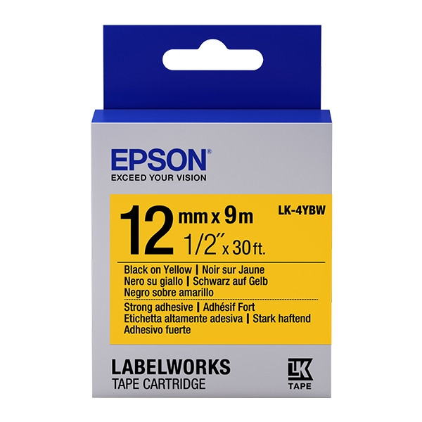 Epson LK-4YBW | svart text - gul tejp | 12mm (original) C53S654014 083190 - 1