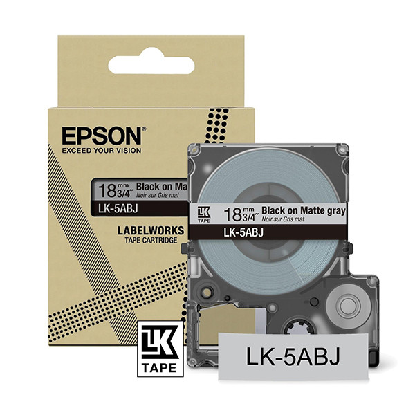 Epson LK-5ABJ | svart text - ljusgrå tejp | 18mm (original) C53S672087 084428 - 1