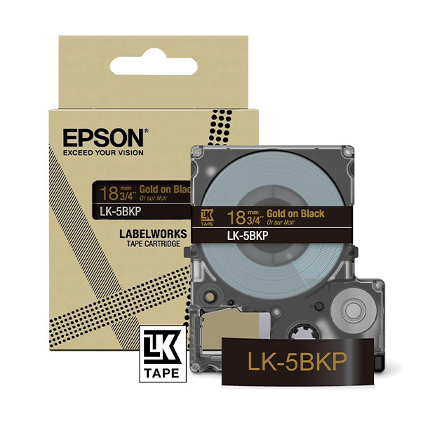 Epson LK-5BKP | guld text - metallic svart tejp | 18mm (original) C53S672095 084444 - 1