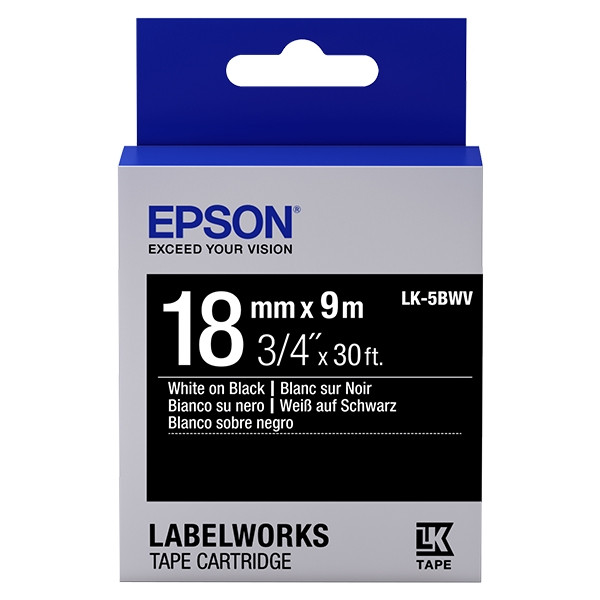 Epson LK-5BWV | vit text - svart tejp | 18mm (original) C53S655014 083252 - 1