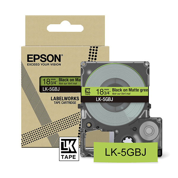 Epson LK-5GBJ | svart text - grön tejp | 18mm (original) C53S672078 084412 - 1