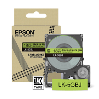 Epson LK-5GBJ | svart text - grön tejp | 18mm (original) C53S672078 084412