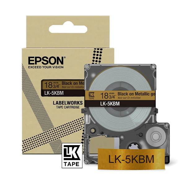 Epson LK-5KBM | svart text - metalliskt guld tejp | 18mm (original) C53S672093 084440 - 1