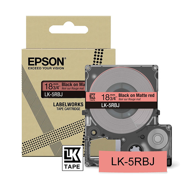 Epson LK-5RBJ | svart text - röd tejp | 18mm (original) C53S672072 084402 - 1