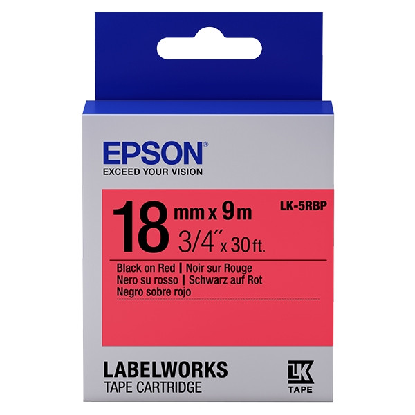 Epson LK-5RBP | svart text - pastellröd tejp | 18mm (original) C53S655002 083236 - 1