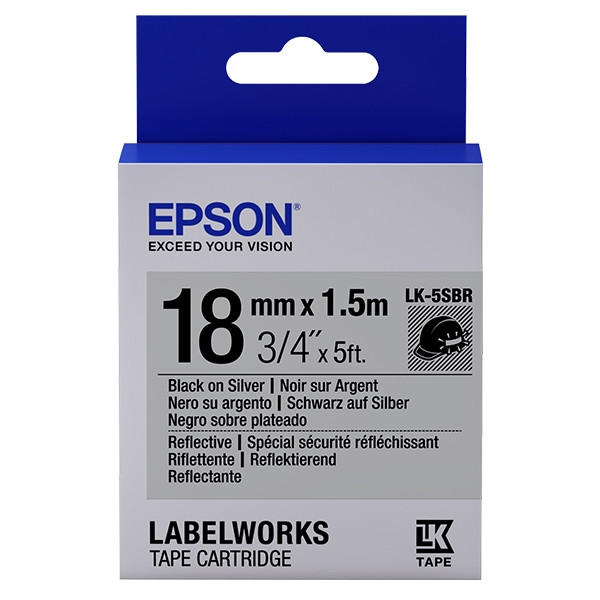 Epson LK-5SBR | svart text - silver tejp | 18mm (original) C53S655016 083228 - 1