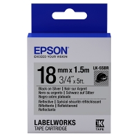 Epson LK-5SBR | svart text - silver tejp | 18mm (original) C53S655016 083228