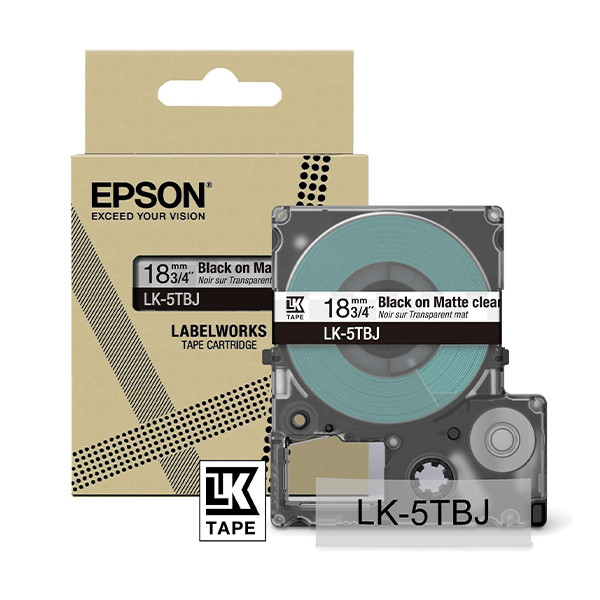 Epson LK-5TBJ | svart text - transparent tejp | 18mm (original) C53S672066 084390 - 1