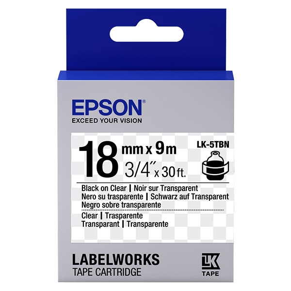 Epson LK-5TBN | svart text - transparent tejp | 18mm (original) C53S655008 083232 - 1