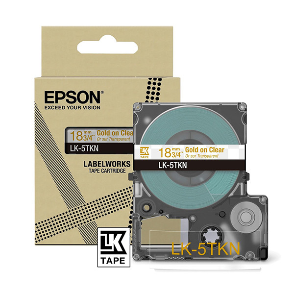 Epson LK-5TKN | guld text - metallisk transparent tejp | 18mm (original) C53S672097 084448 - 1