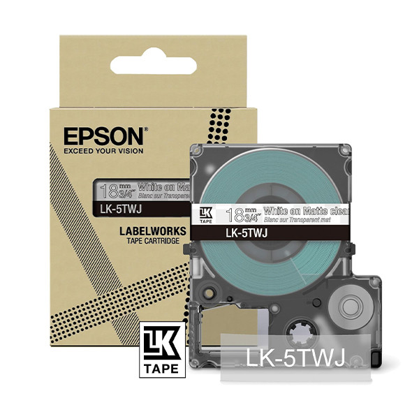 Epson LK-5TWJ | vit text - transparent tejp | 18mm (original) C53S672069 084396 - 1