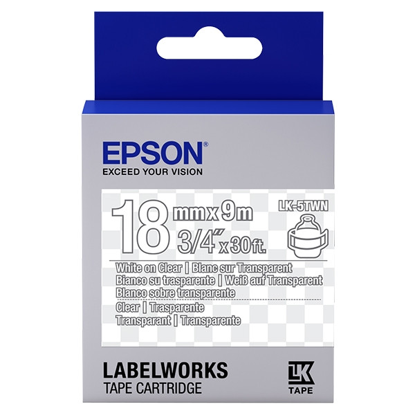 Epson LK-5TWN | vit text - transparent tejp | 18mm (original) C53S655009 083234 - 1