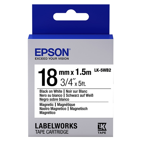 Epson LK-5WB2 | svart text - vit tejp | 18mm (original) C53S655001 083258 - 1