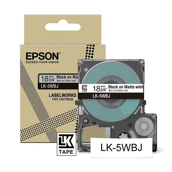 Epson LK-5WBJ | svart text - vit tejp | 18mm (original) C53S672063 084386 - 1