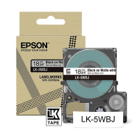 Epson LK-5WBJ | svart text - vit tejp | 18mm (original) C53S672063 084386