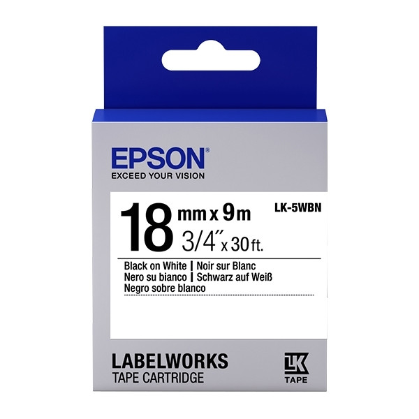 Epson LK-5WBN | svart text - vit tejp | 18mm (original) C53S655006 083152 - 1