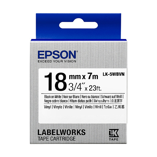 Epson LK-5WBVN | svart text - vit tejp | 18mm (original) C53S655027 084350 - 1