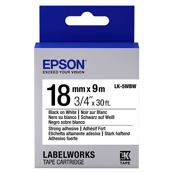 Epson LK-5WBW | svart text - vit tejp | 18mm (original) C53S655012 083246 - 1