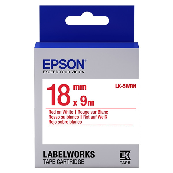 Epson LK-5WRN | röd text - vit tejp | 18mm (original) C53S655007 083240 - 1
