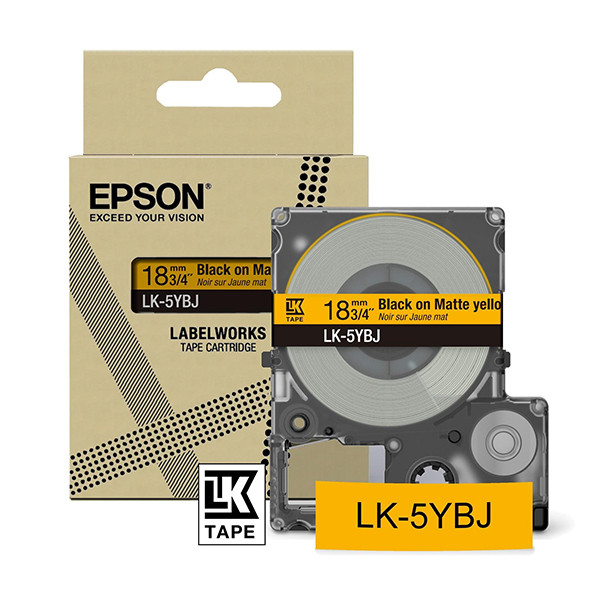 Epson LK-5YBJ | svart text - gul tejp | 18mm (original) C53S672075 084406 - 1