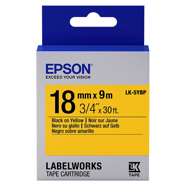 Epson LK-5YBP | svart text - pastellgul tejp | 18mm (original) C53S655003 083238 - 1