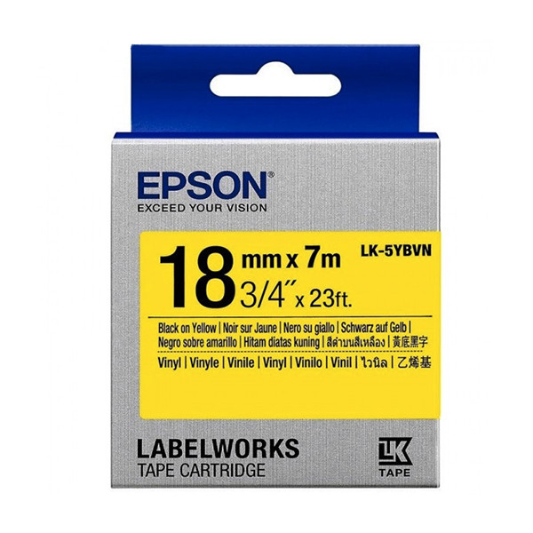 Epson LK-5YBVN | svart text - gul tejp | 18mm (original) C53S655028 084352 - 1