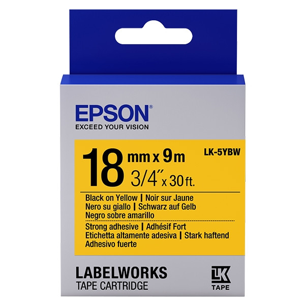 Epson LK-5YBW | svart text - gul tejp | 18mm (original) C53S655010 083242 - 1