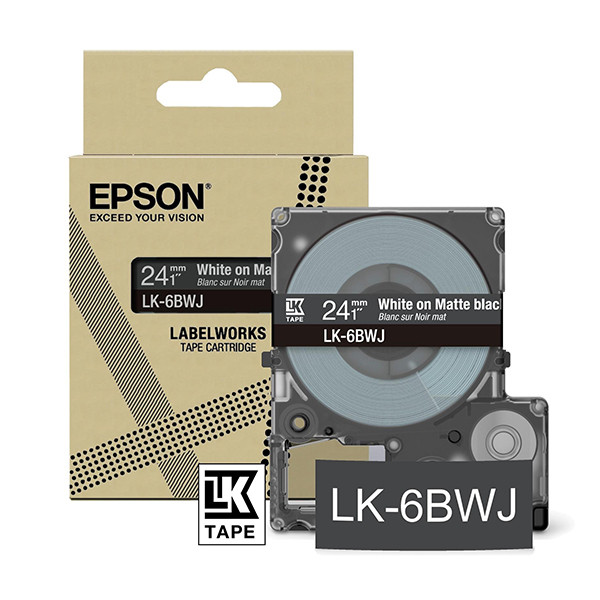 Epson LK-6BWJ | vit text - svart tejp | 24mm (original) C53S672084 084422 - 1