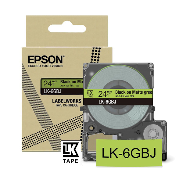 Epson LK-6GBJ | svart text - grön tejp | 24mm (original) C53S672079 084472 - 1