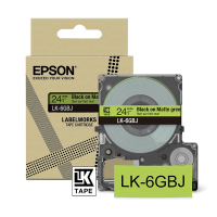 Epson LK-6GBJ | svart text - grön tejp | 24mm (original) C53S672079 084472