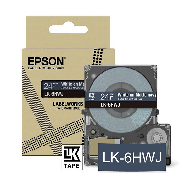 Epson LK-6HWJ | vit text - marinblå tejp | 24mm (original) C53S672086 084426 - 1