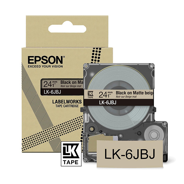 Epson LK-6JBJ | svart text - beige tejp | 24mm (original) C53S672092 084438 - 1