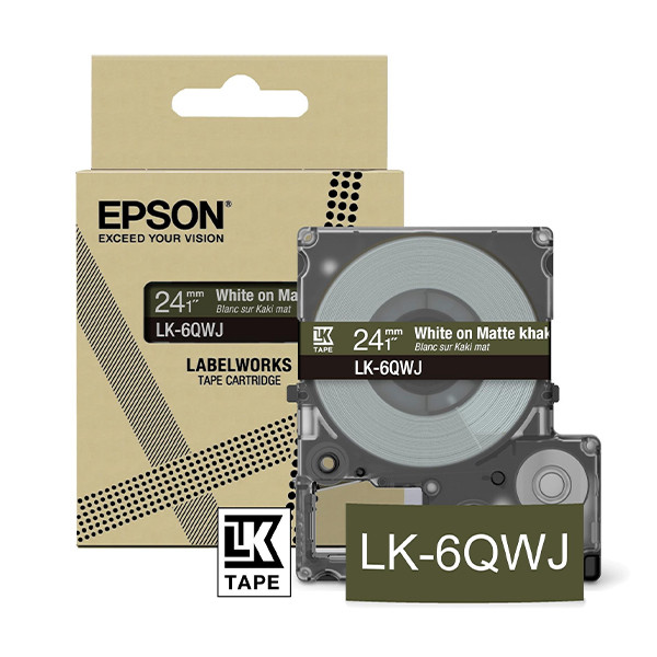 Epson LK-6QWJ | vit text - khaki tejp | 24mm (original) C53S672090 084434 - 1