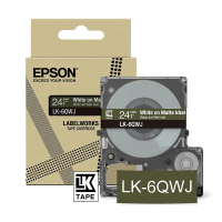 Epson LK-6QWJ | vit text - khaki tejp | 24mm (original) C53S672090 084434