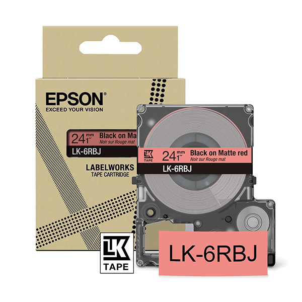 Epson LK-6RBJ | svart text - röd tejp | 24mm (original) C53S672073 084404 - 1