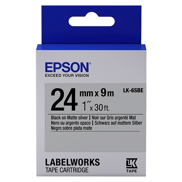 Epson LK-6SBE | svart text - silver tejp |  24mm (original) C53S656009 083256 - 1