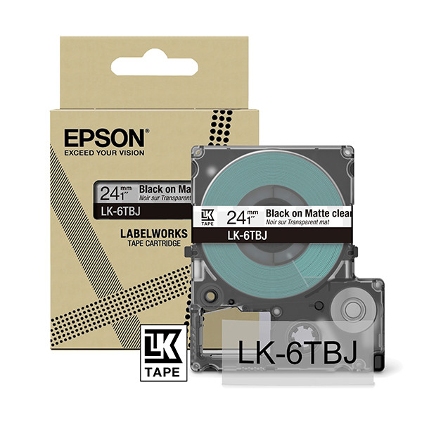 Epson LK-6TBJ | svart text - transparent tejp | 24mm (original) C53S672067 084392 - 1