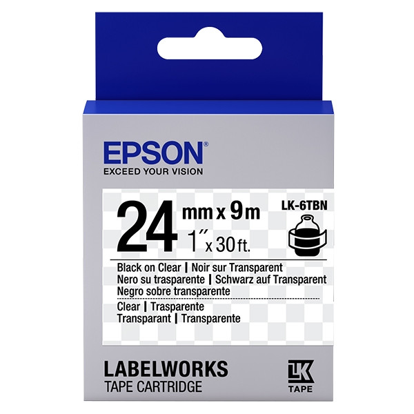 Epson LK-6TBN | svart text - transparent tejp | 24mm (original) C53S656007 083262 - 1