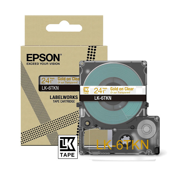 Epson LK-6TKN | guld text - metallisk transparent tejp | 24mm (original) C53S672098 084450 - 1