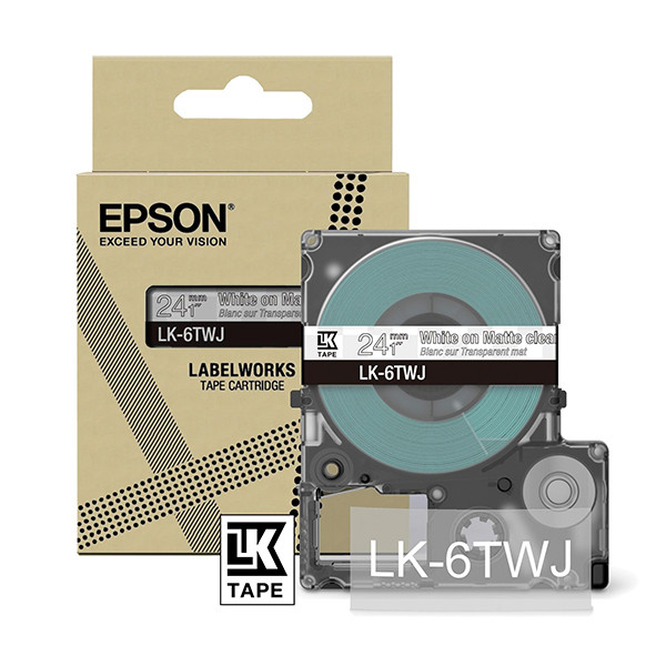 Epson LK-6TWJ | vit text - transparent tejp | 24mm (original) C53S672070 084398 - 1