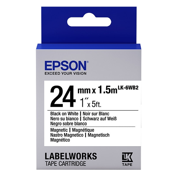 Epson LK-6WB2 | svart text - vit tejp | 24mm (original) C53S656003 083270 - 1