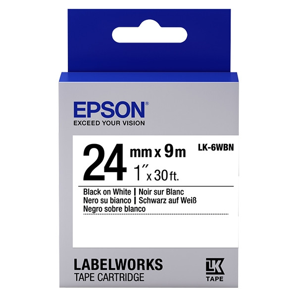 Epson LK-6WBN | svart text - vit tejp | 24mm (original) C53S656006 083268 - 1