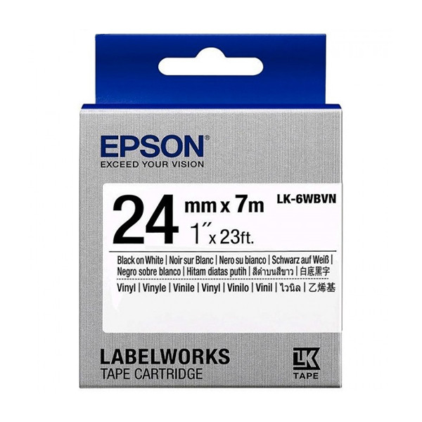 Epson LK-6WBVN | svart text - vit tejp | 24mm (original) C53S656020 084354 - 1