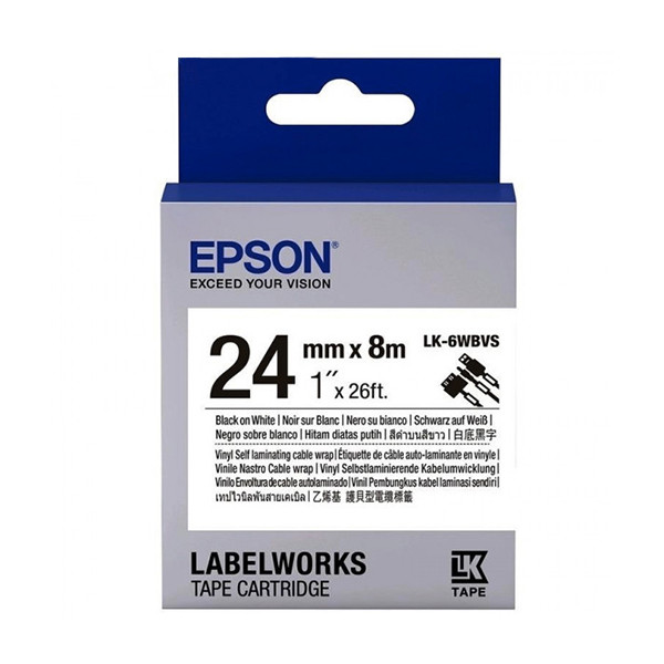 Epson LK-6WBVS | svart text - vit tejp | 24mm (original) C53S656022 084362 - 1