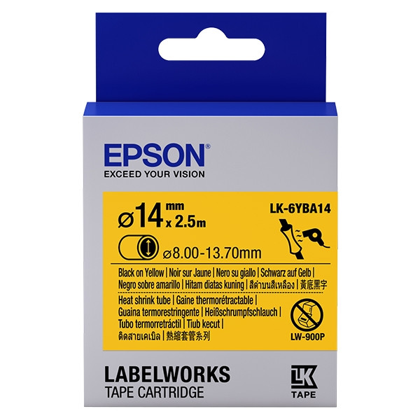Epson LK-6YBA14 | svart text - gul tejp | 14mm (original) C53S656905 083298 - 1